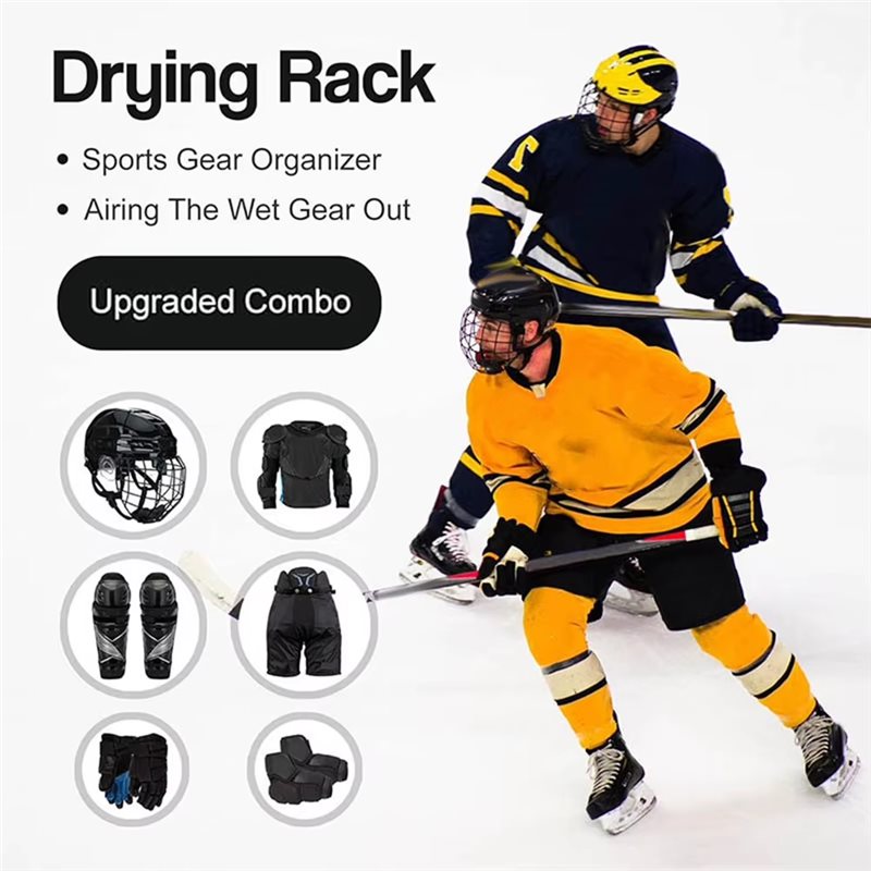 Sports Equipment Drying Rack - A89E-Hokey Ekipmanları Düzenleyici 5 Kancalı Hokey